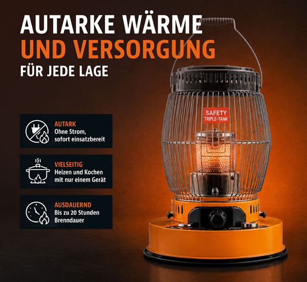 Petroleumheizung mit Kochfunktion